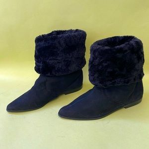 Vintage new black Paul Mayer shearing leather boots